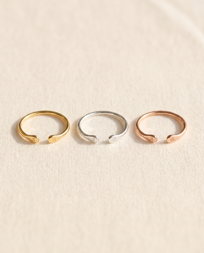 Bague Whisper en trois couleurs : plaqué or, argent et or rose