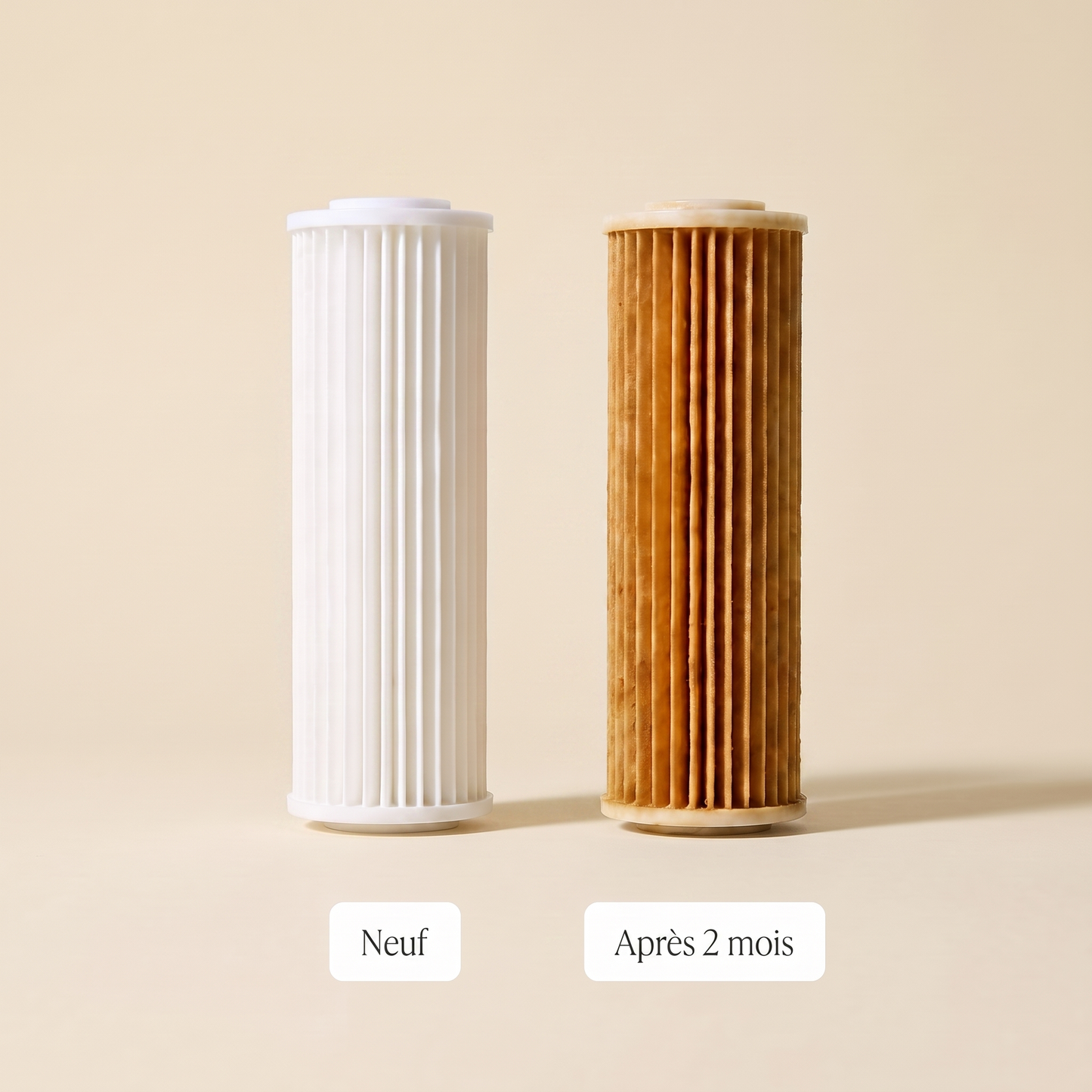 Filtre neuf vs après 2 mois d'utilisation